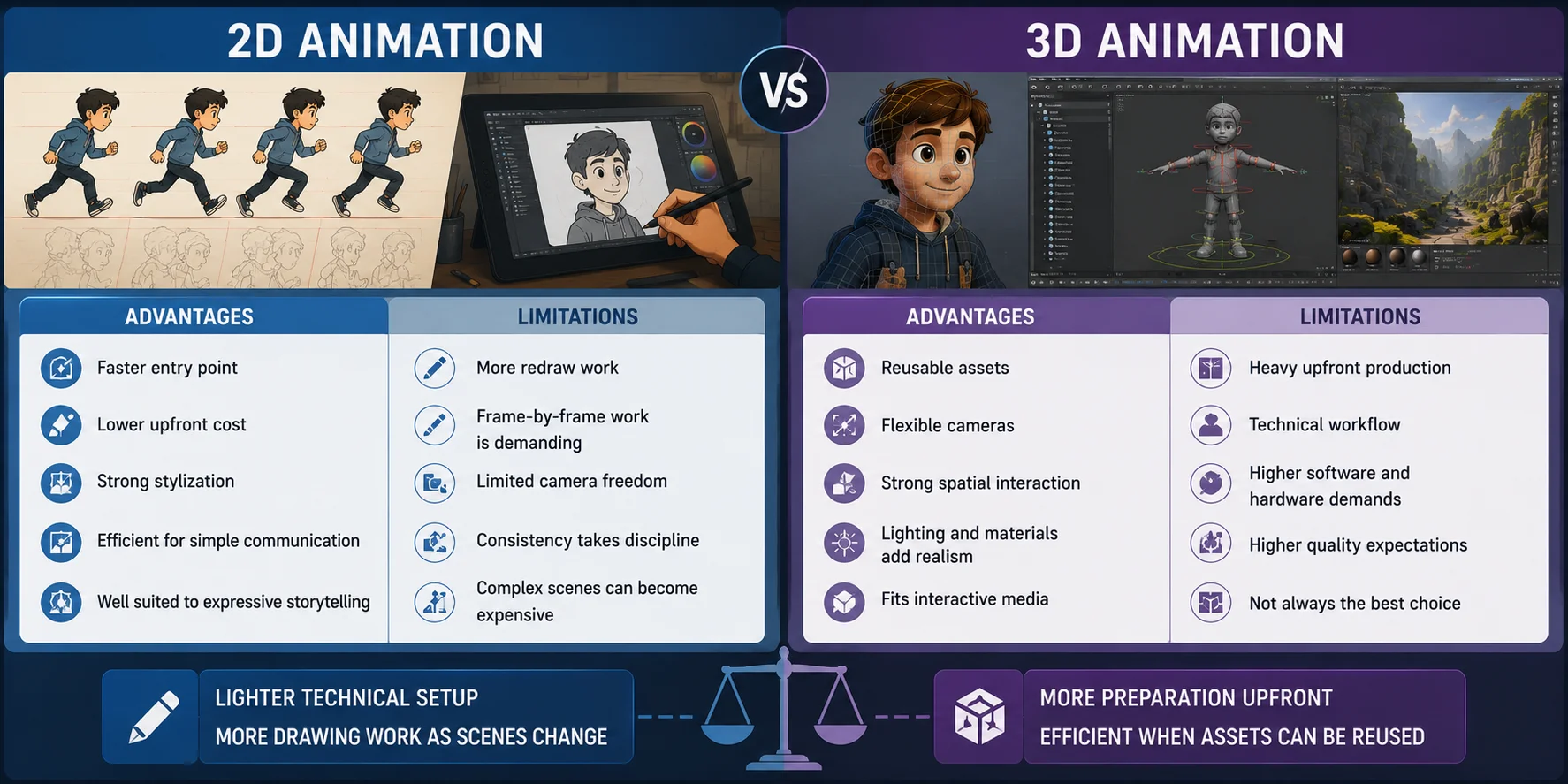2d and 3d animation tradeoffs comparison