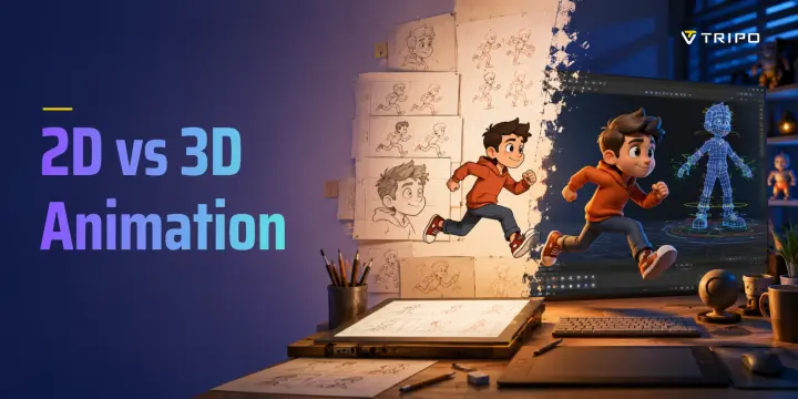 2d versus 3d animation comparison with characters