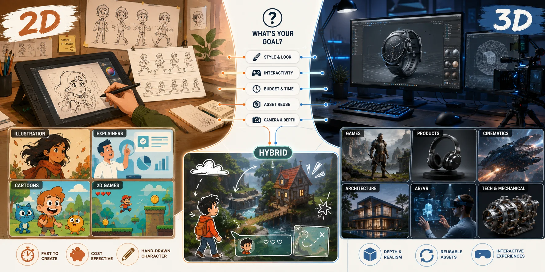 choosing between 2d and 3d animation paths