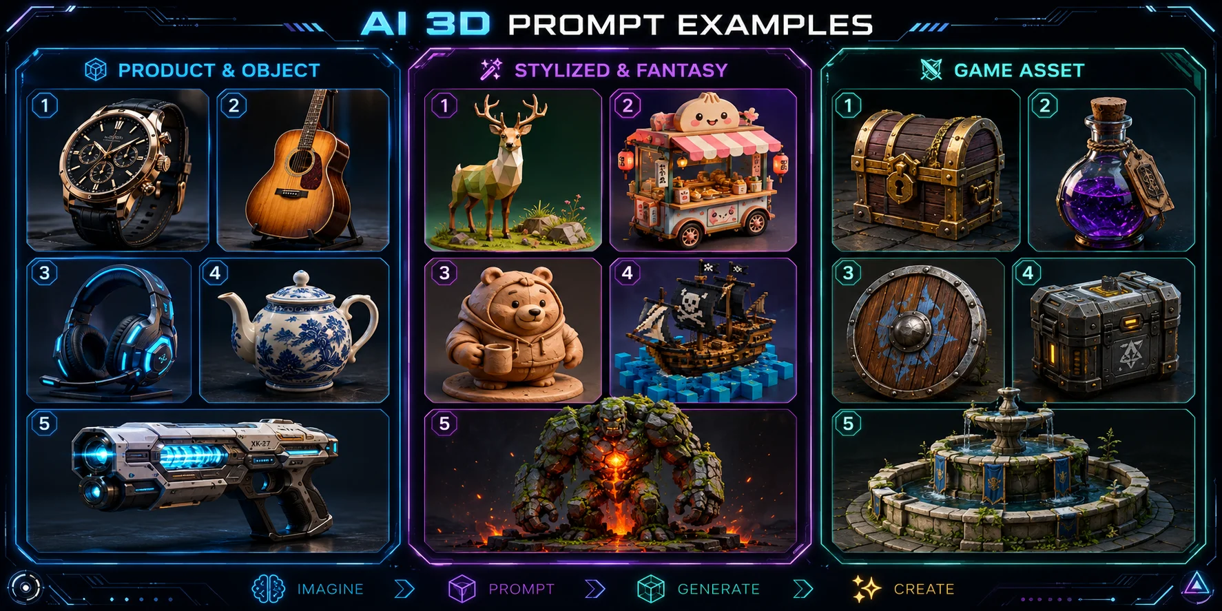 ai 3d product fantasy and game asset prompt examples