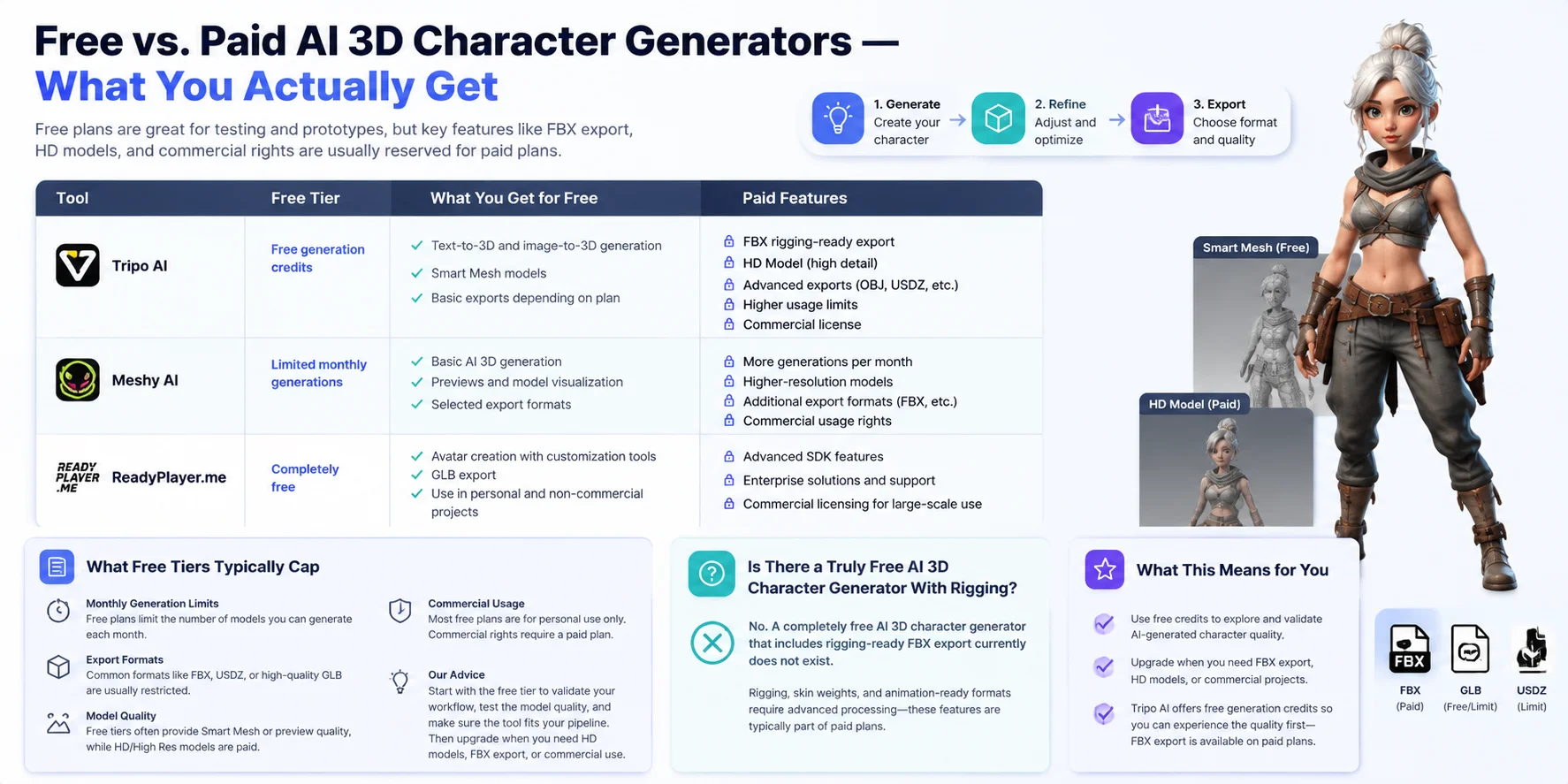 3d character ai generator is there a truly free ai 3d character generator with rigging
