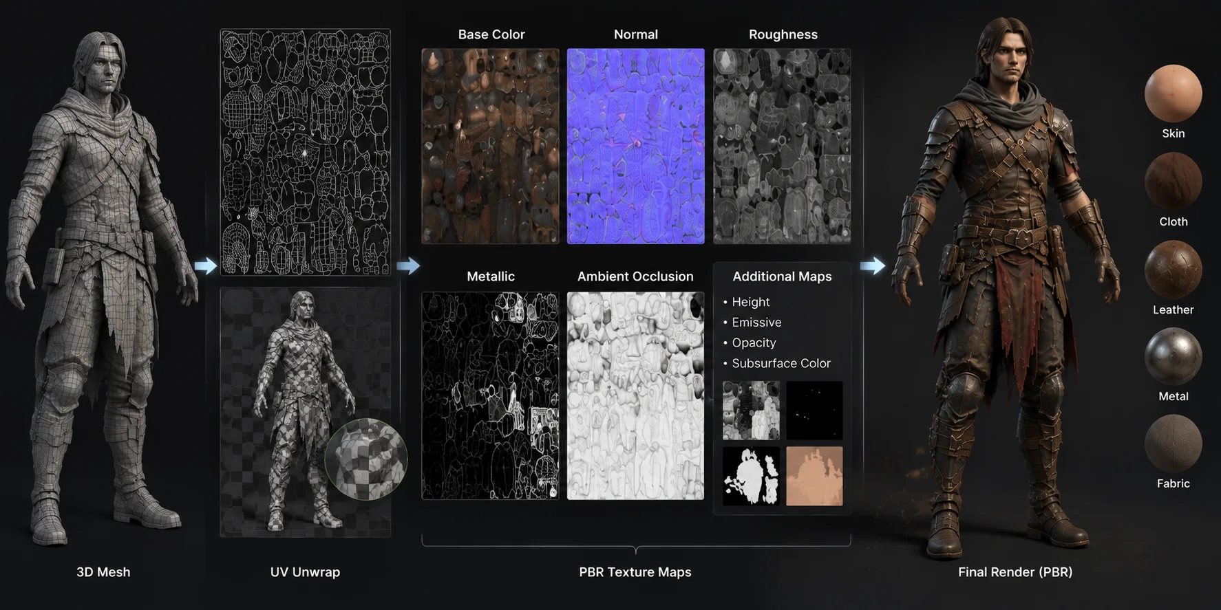 3d character checklist name all texture files consistently character body part map type resolution