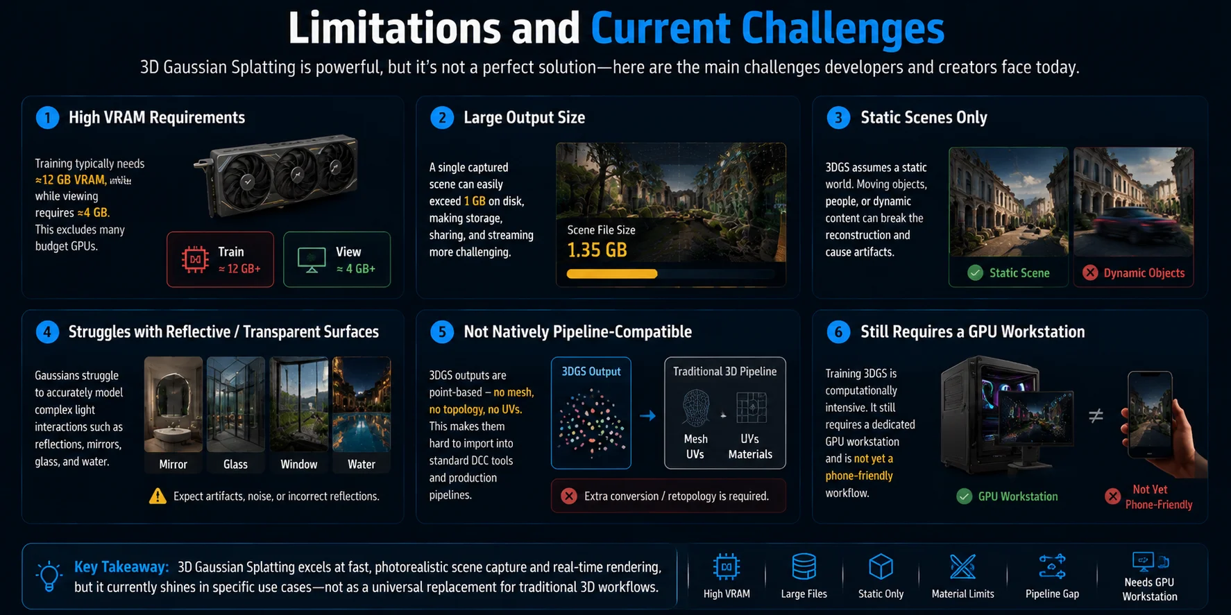 3d gaussian splatting limitations and current challenges