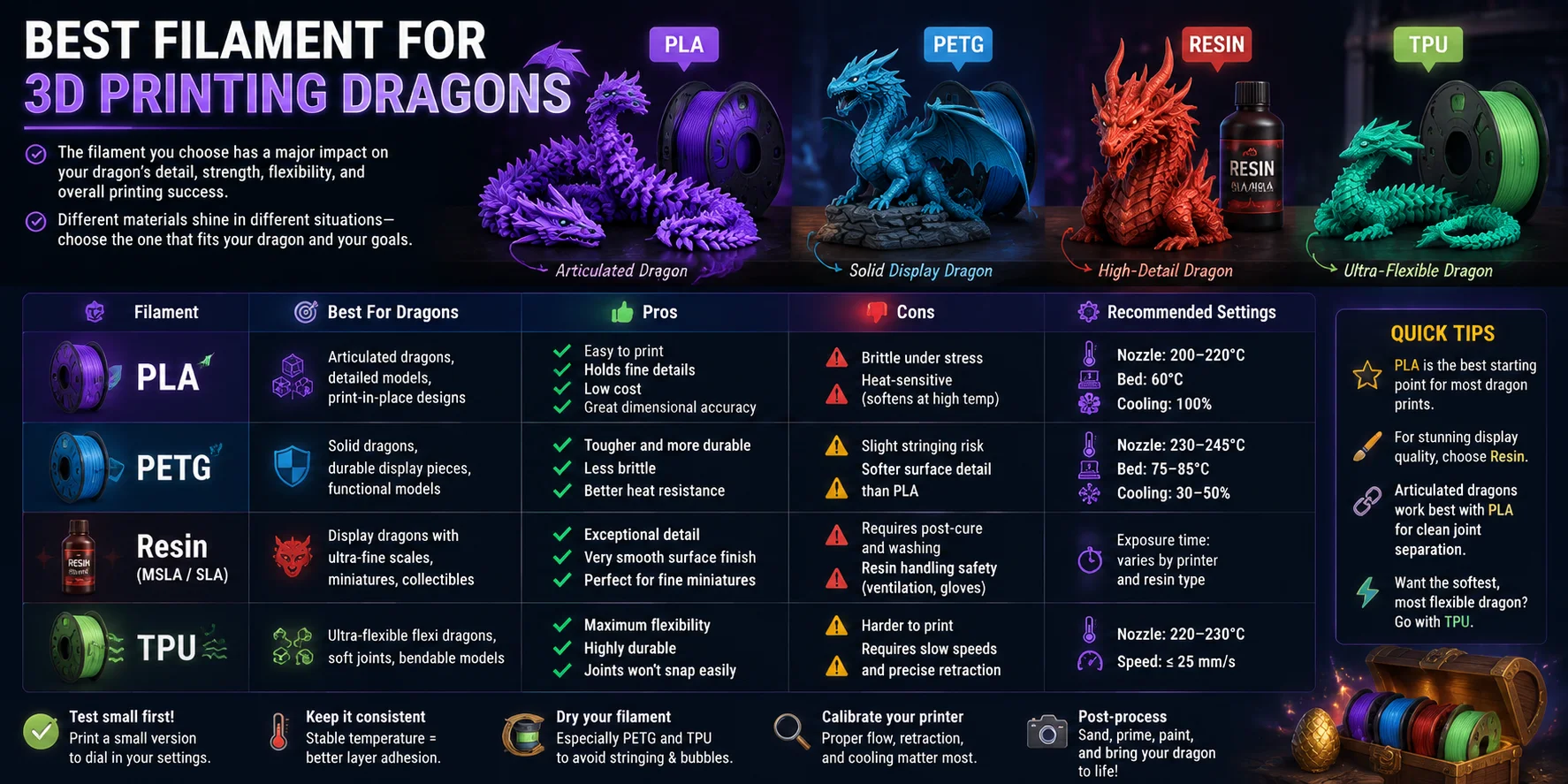 3d printed dragons which filament should you choose