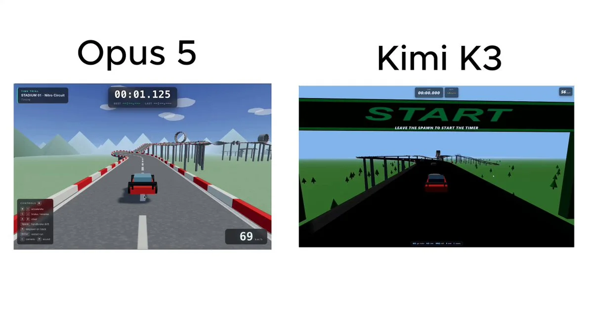Prompt de Kimi K3 para un juego 3D de navegador inspirado en Trackmania