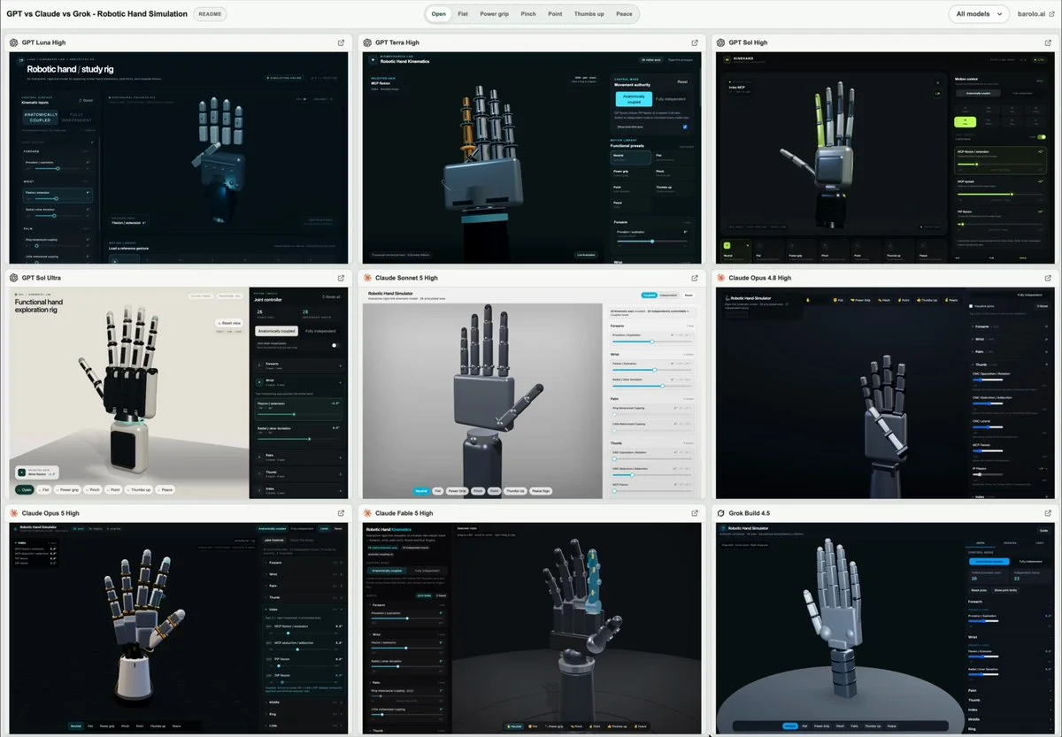 操作できる 3D ロボットハンドの Claude Opus 5 プロンプト