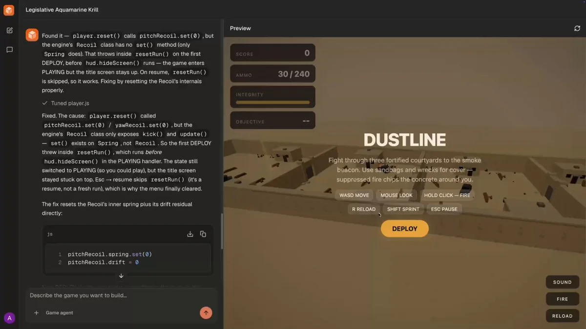 Un prompt sencillo para crear un FPS en Three.js