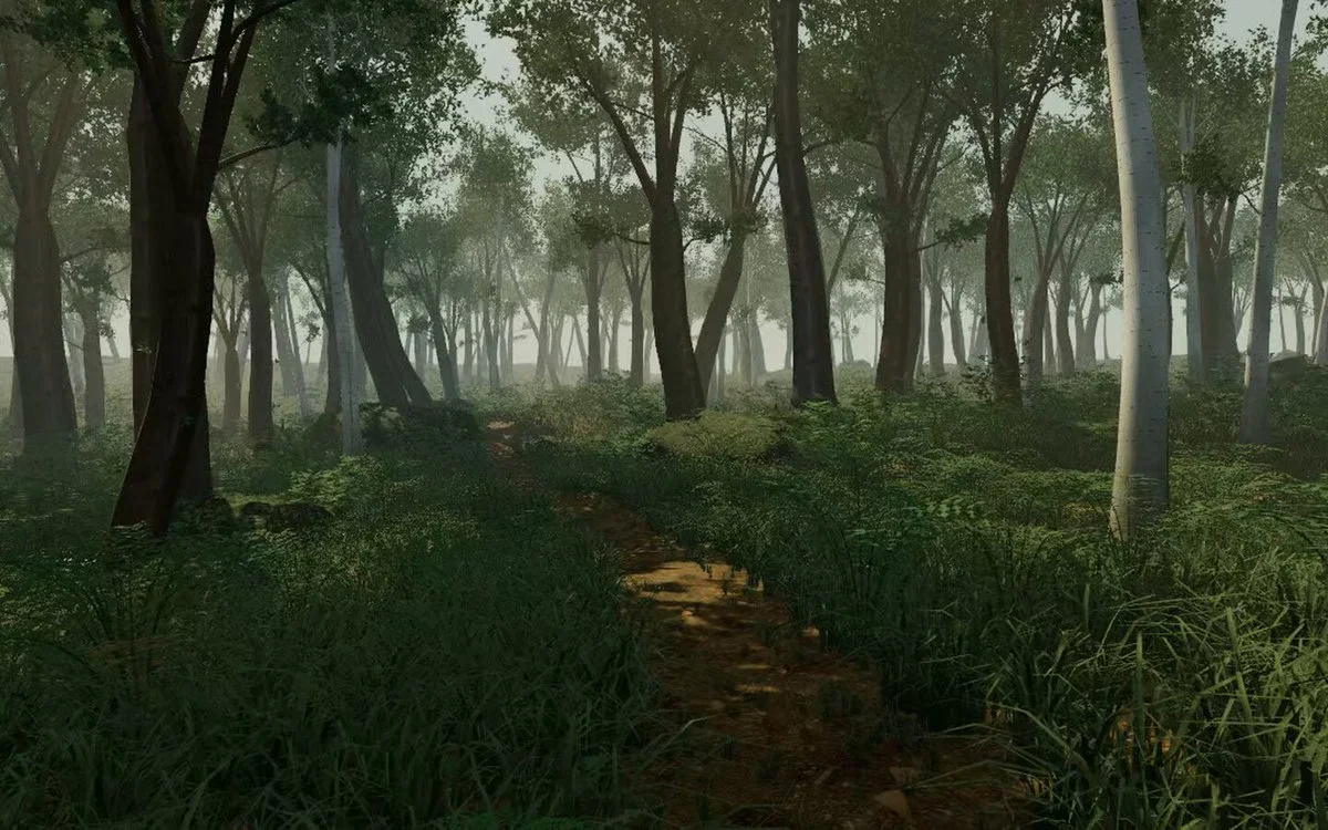 Dense procedural forest in Three.js