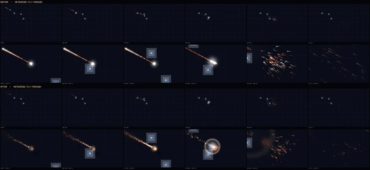 Enhanced meteoroid breakup VFX