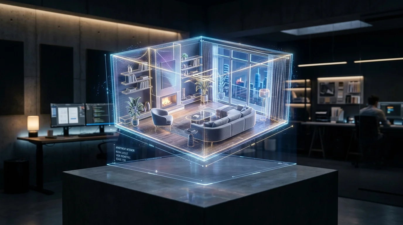 Holographic 3D interior design asset