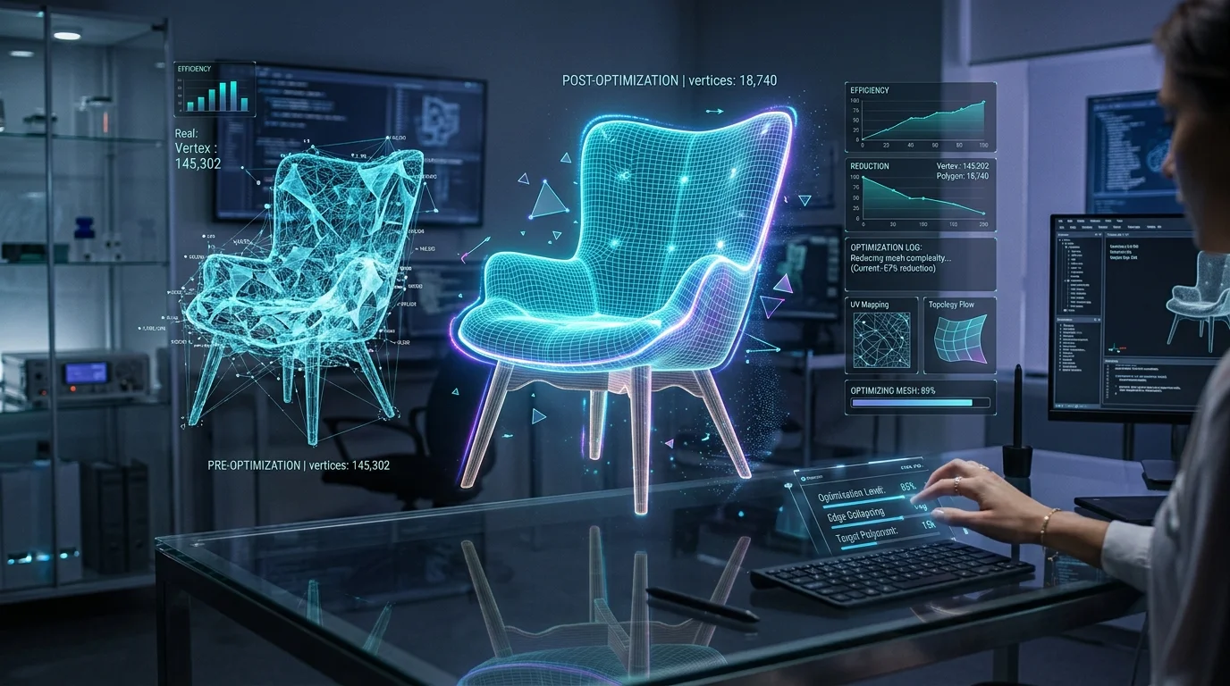Holographic 3D furniture mesh optimization