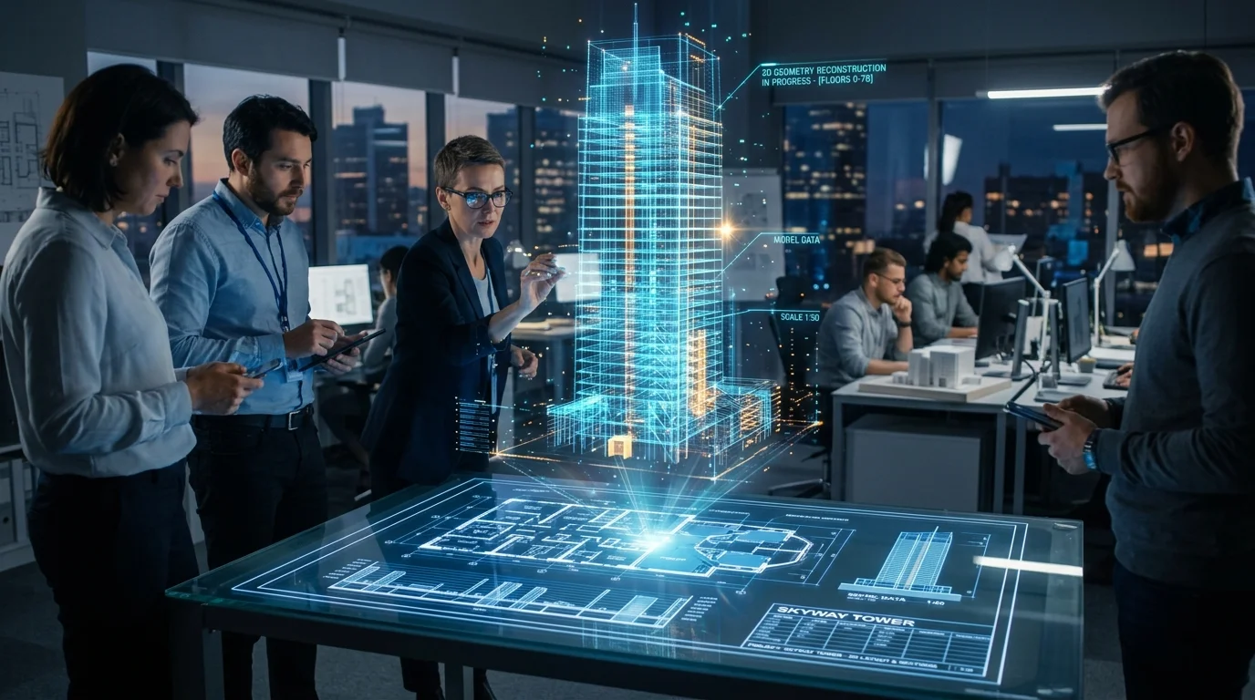 Holographic 2D to 3D architectural conversion