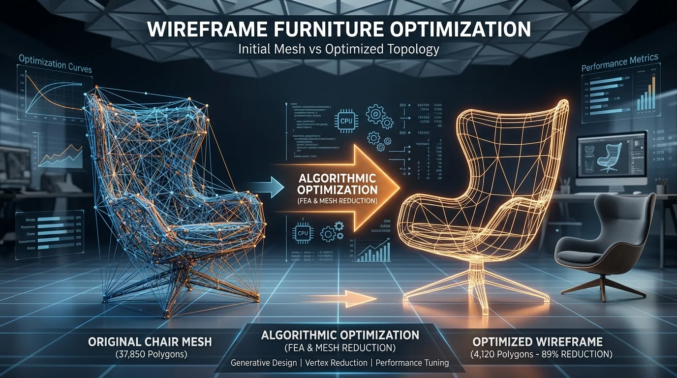 3D wireframe furniture optimization concept