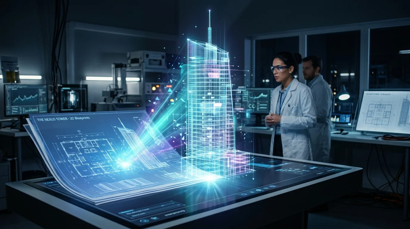 Holographic 2D to 3D architectural transformation