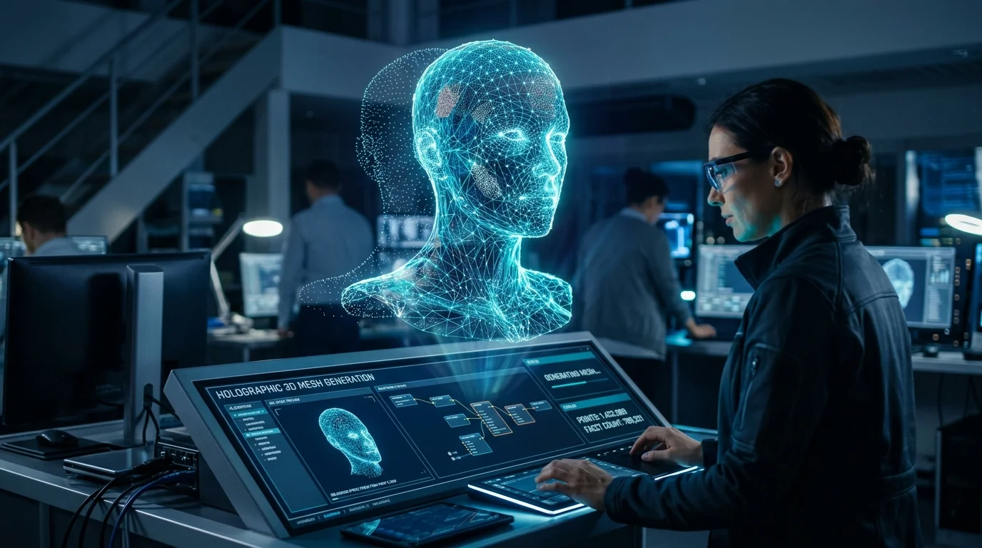 Concepto de generación de malla 3D holográfica