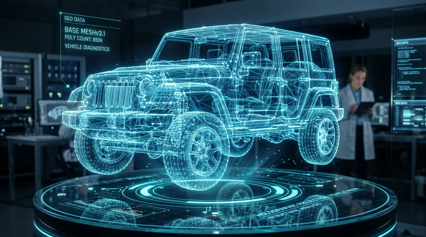 Malla base de vehículo 3D holográfico