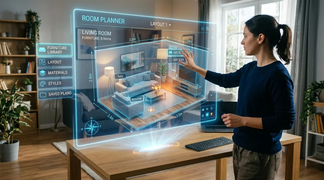 Holographic 3D room planner interface