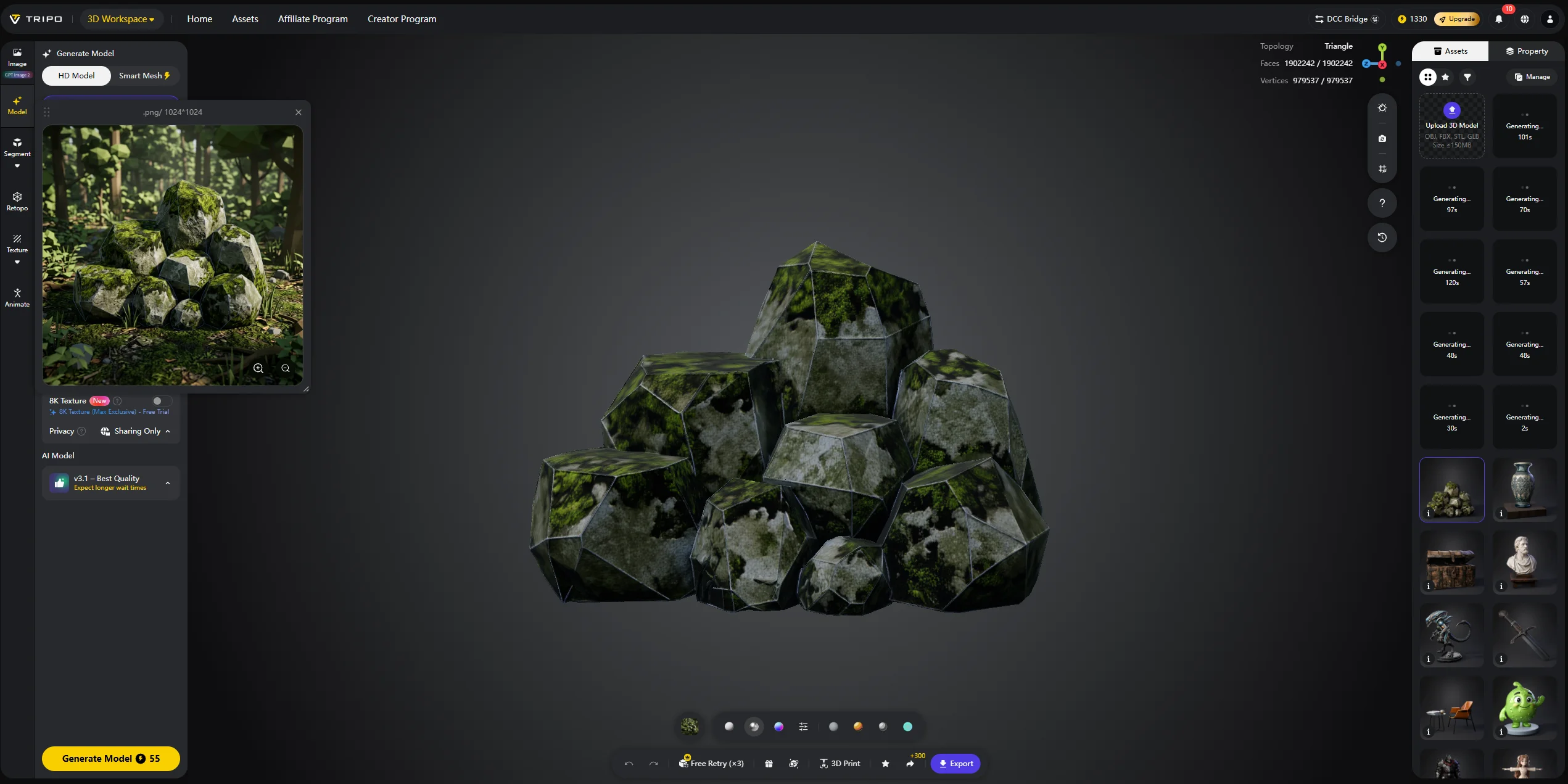 ai 3d model examples 3 game assets