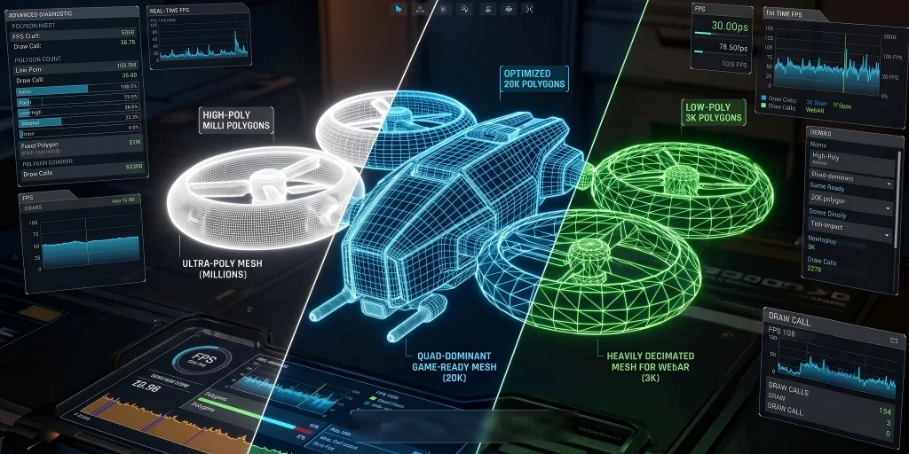 poly-count-comparison-high-poly-vs-game-ready-vs-webAR-mesh