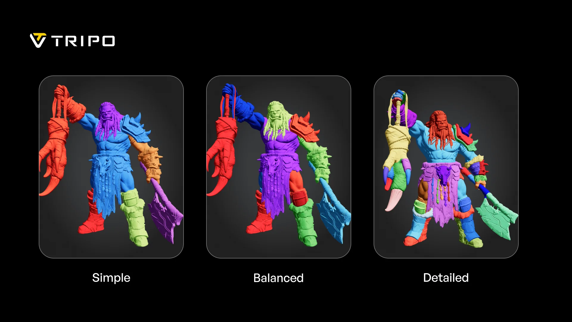 ai character model segmented into parts