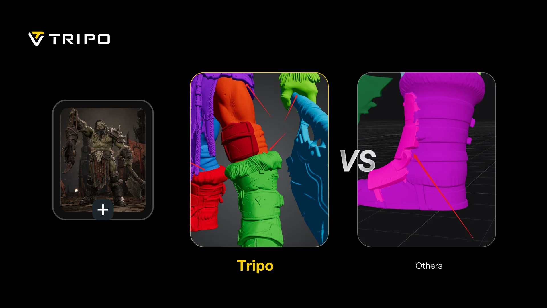 tripo and other tools model segmentation boundary comparison