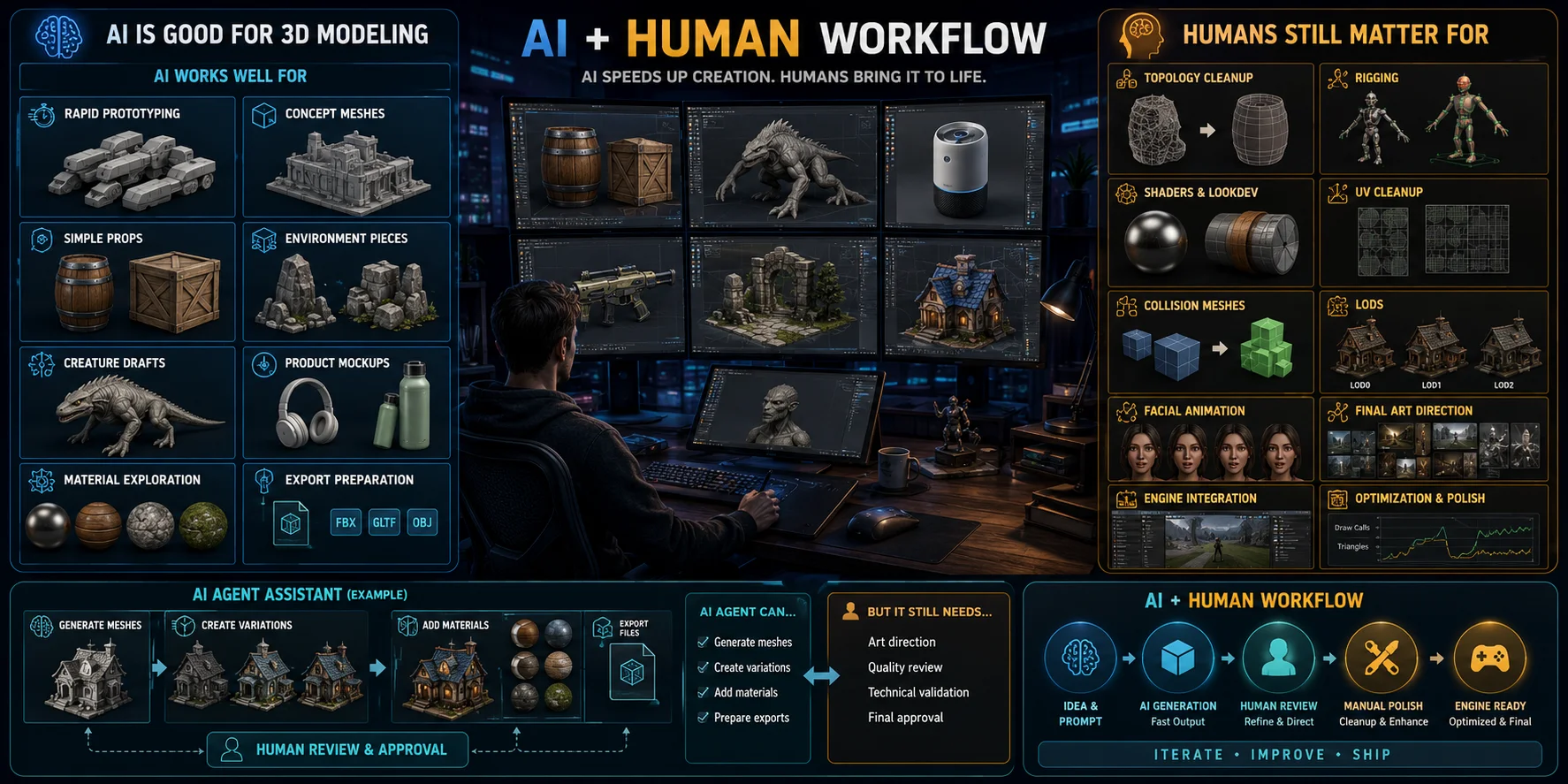 ai and human 3d modeling workflow