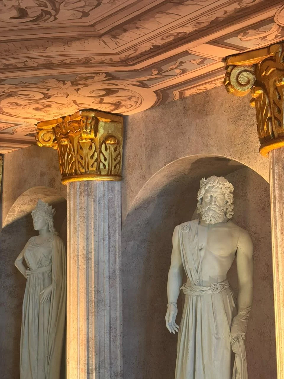 life size greek god statues in temple set