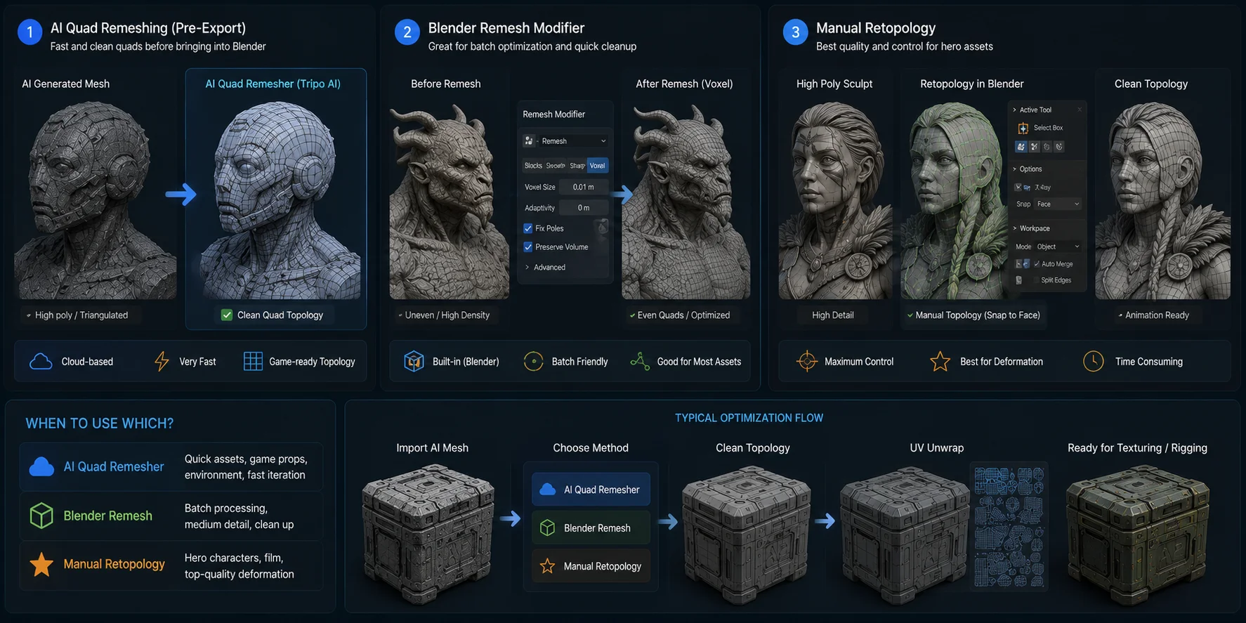 ai 3d workflow for blender users ai retopology and mesh optimization