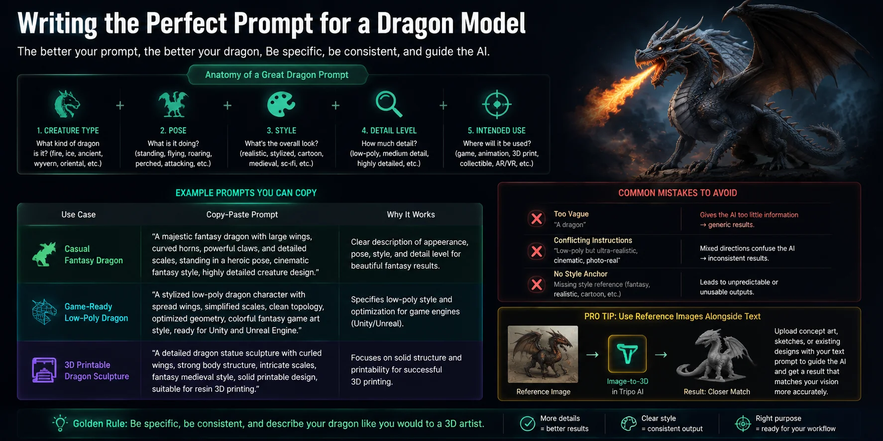 ai dragon 3d model dragon prompt examples