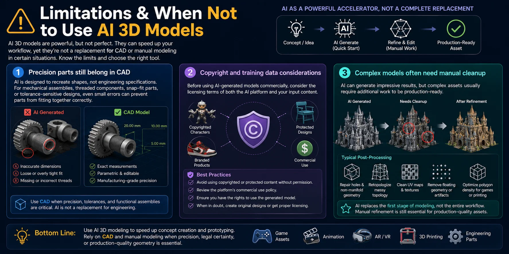 ai 3d model limitations cad copyright cleanup