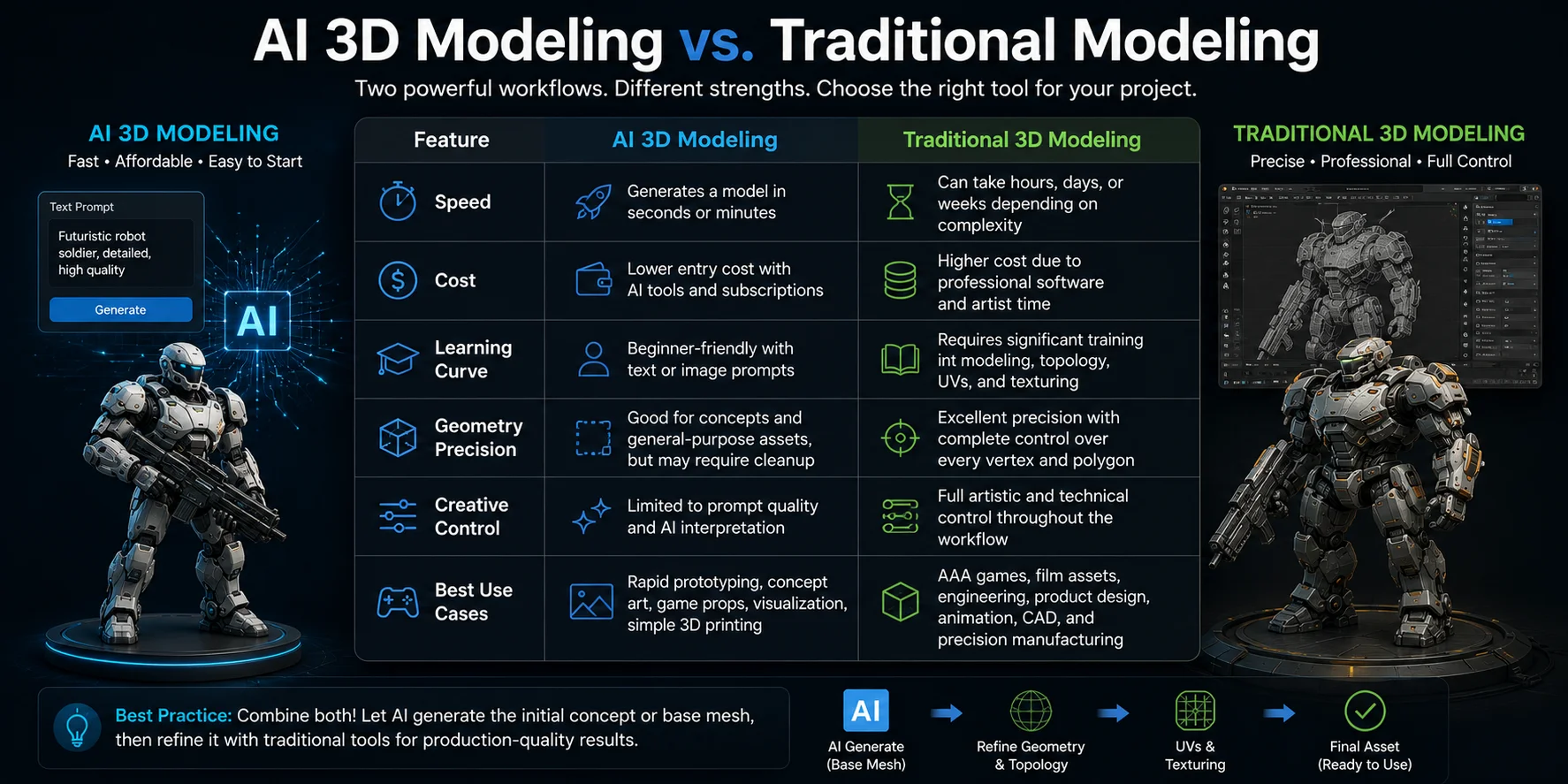 ai versus traditional 3d modeling comparison