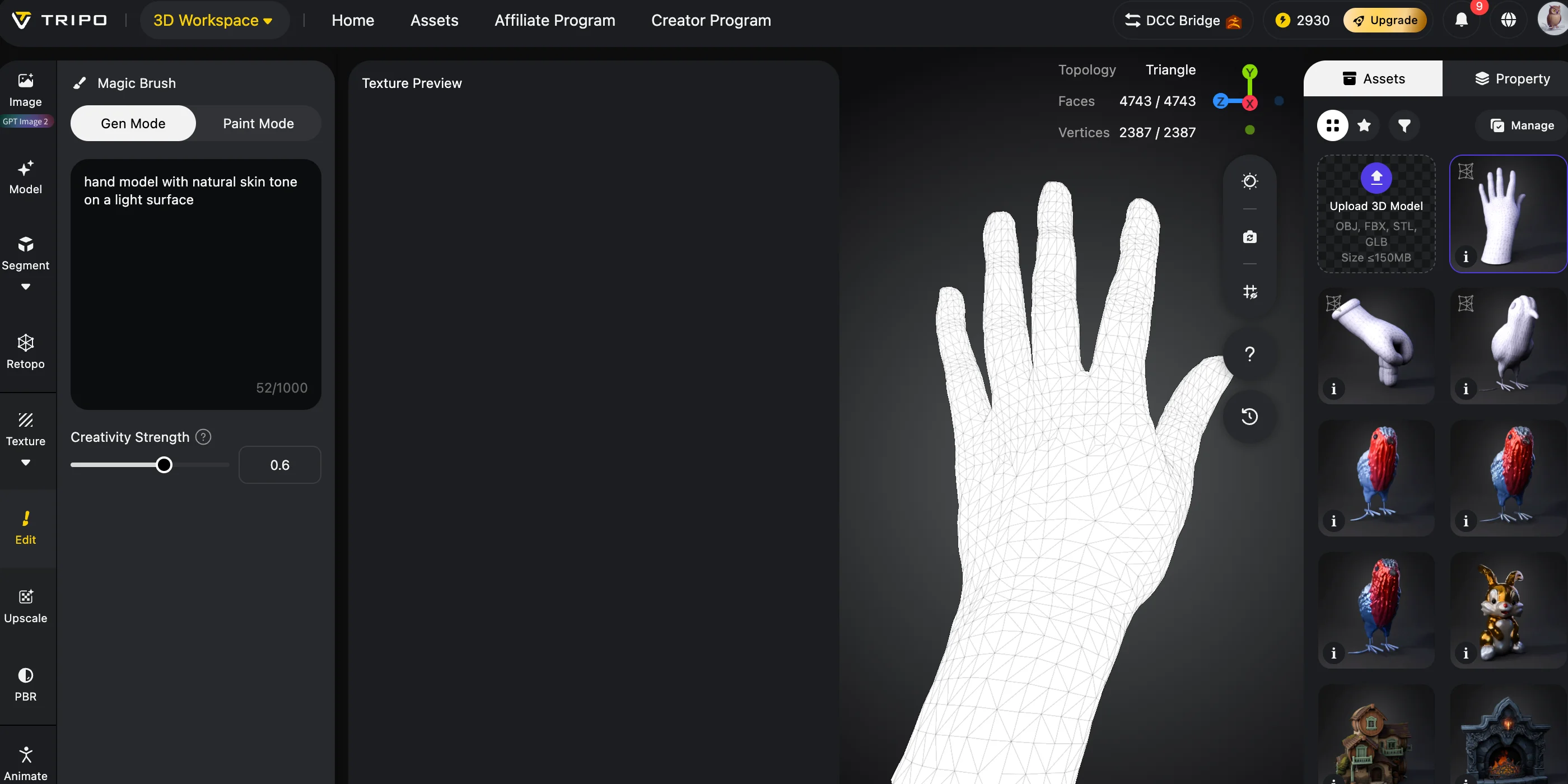 ai hand 3d model step 4 review and improve the mesh