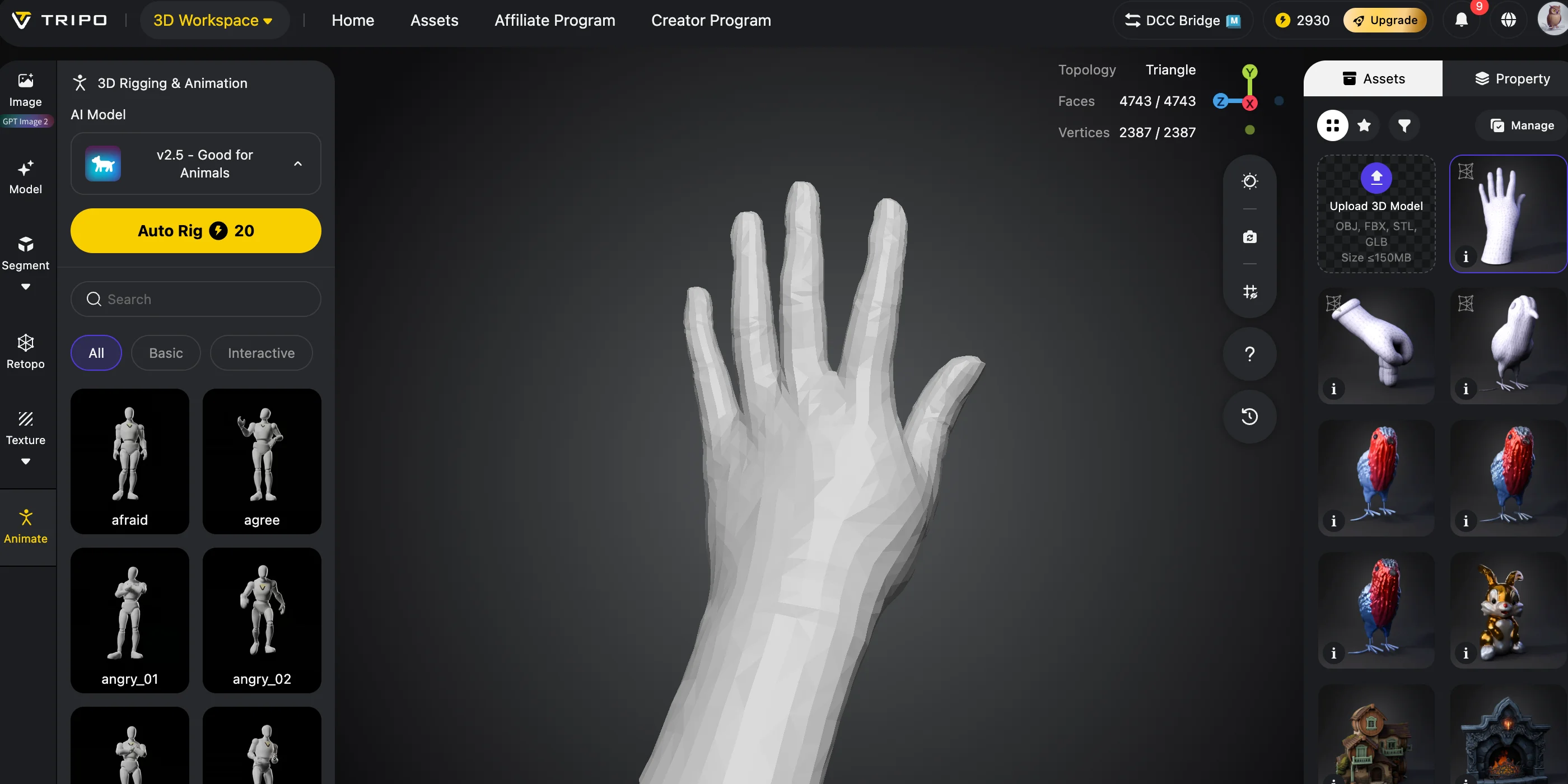 ai hand 3d model step 5 test rigging compatibility for animation