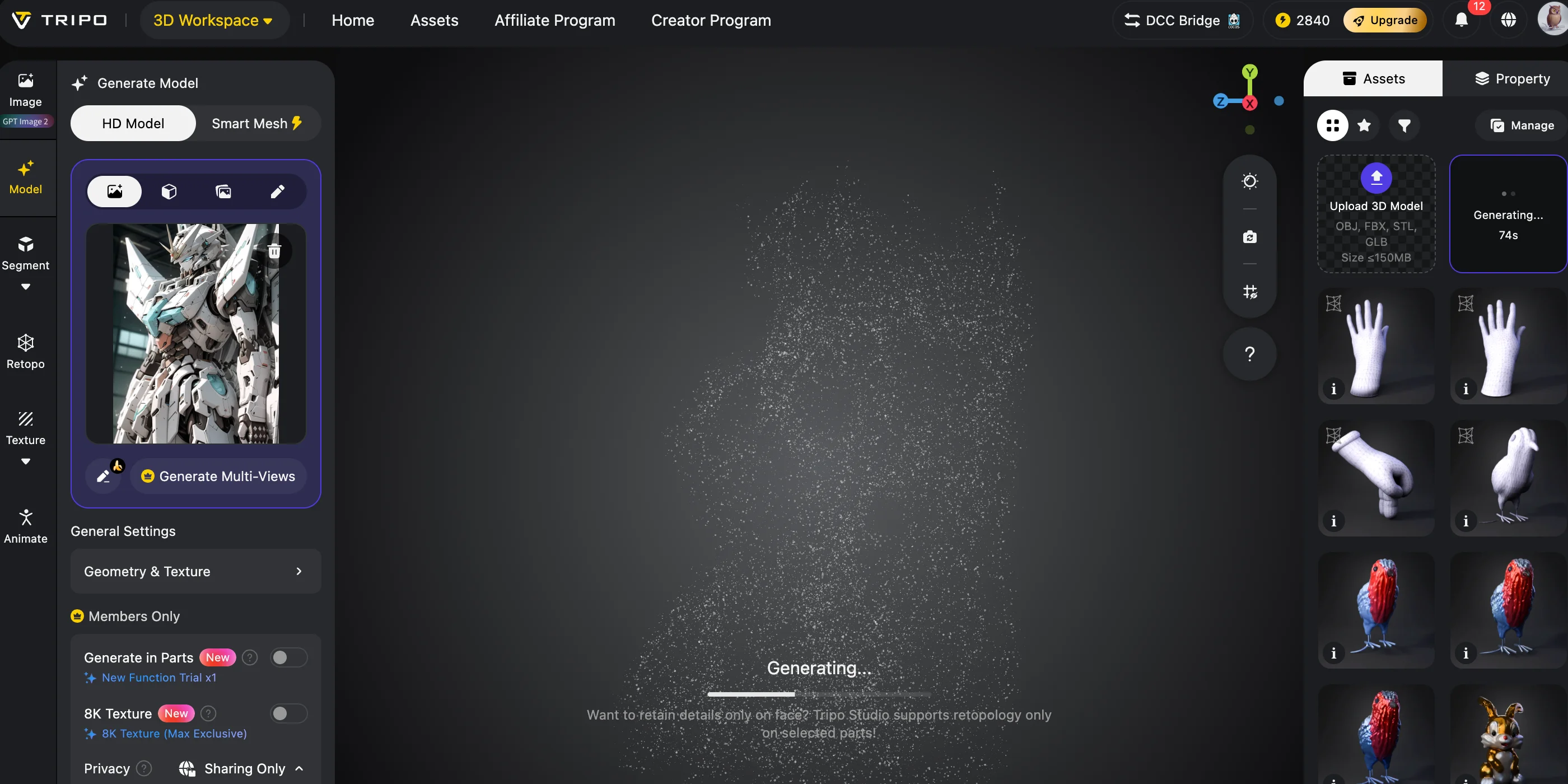 ai mech 3d model step 2 convert your mech image to a 3d model with tripo ai 2