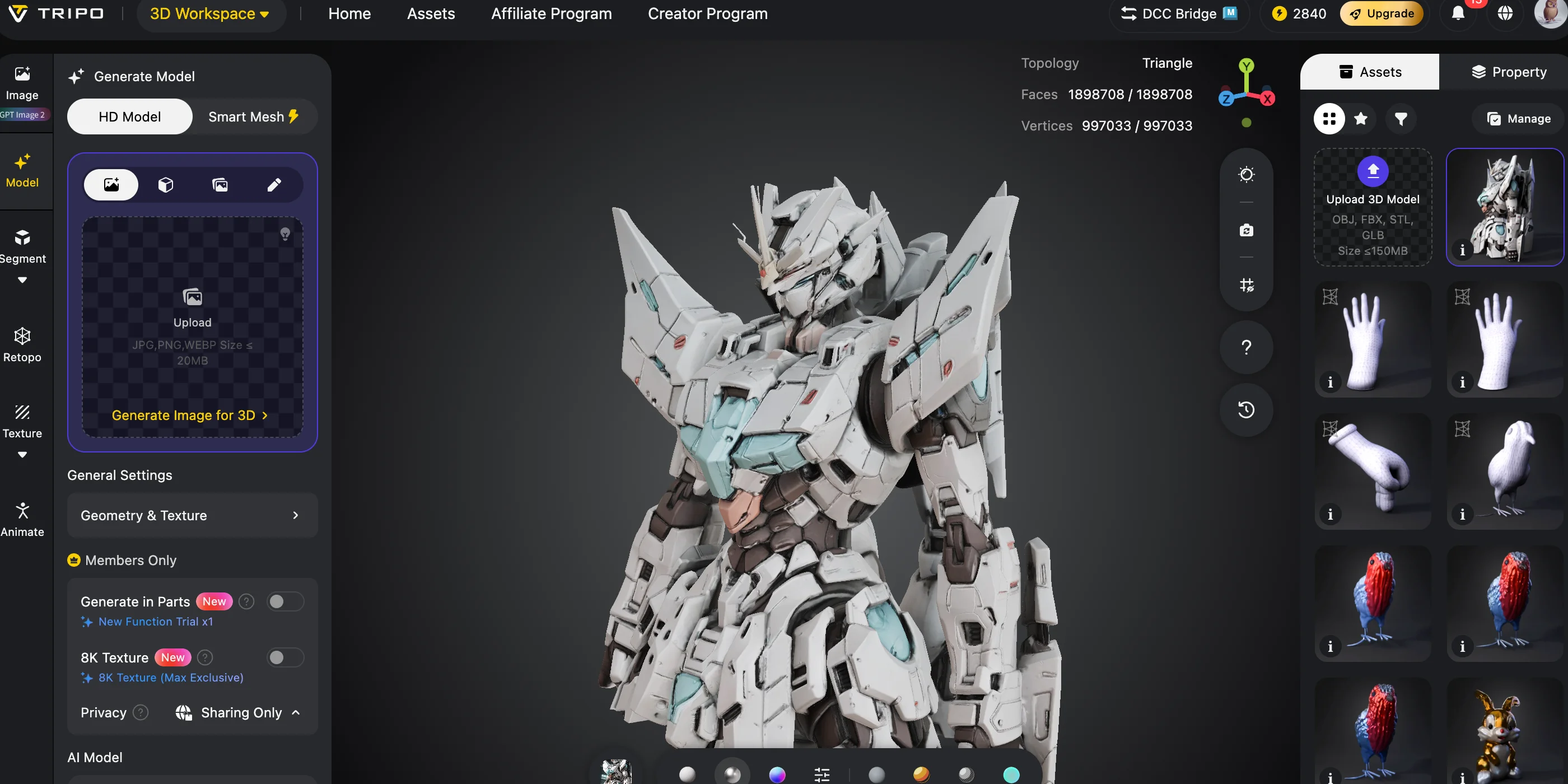 ai mech 3d model step 2 convert your mech image to a 3d model with tripo ai 3