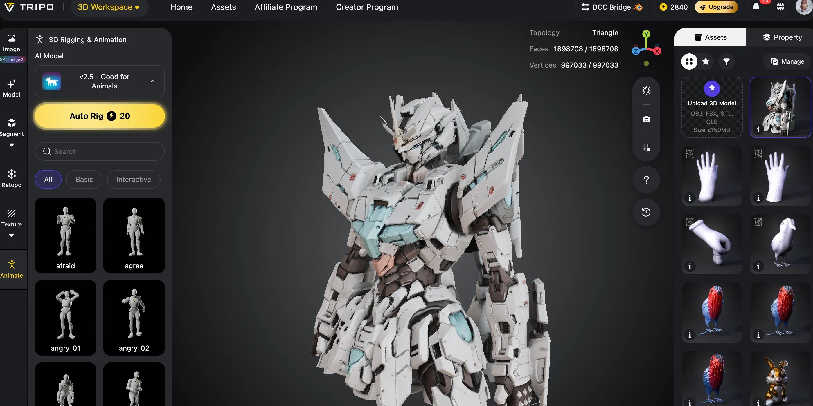 ai mech 3d model step 4 rig and export your mech for games or print