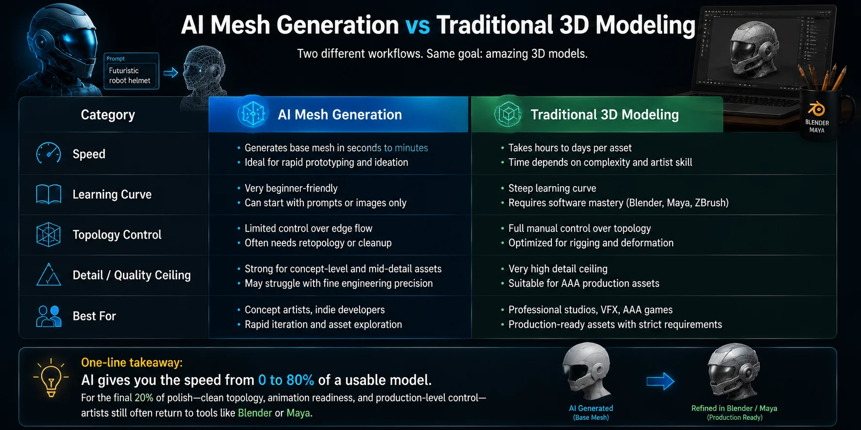 ai mesh generation vs traditional 3d modeling