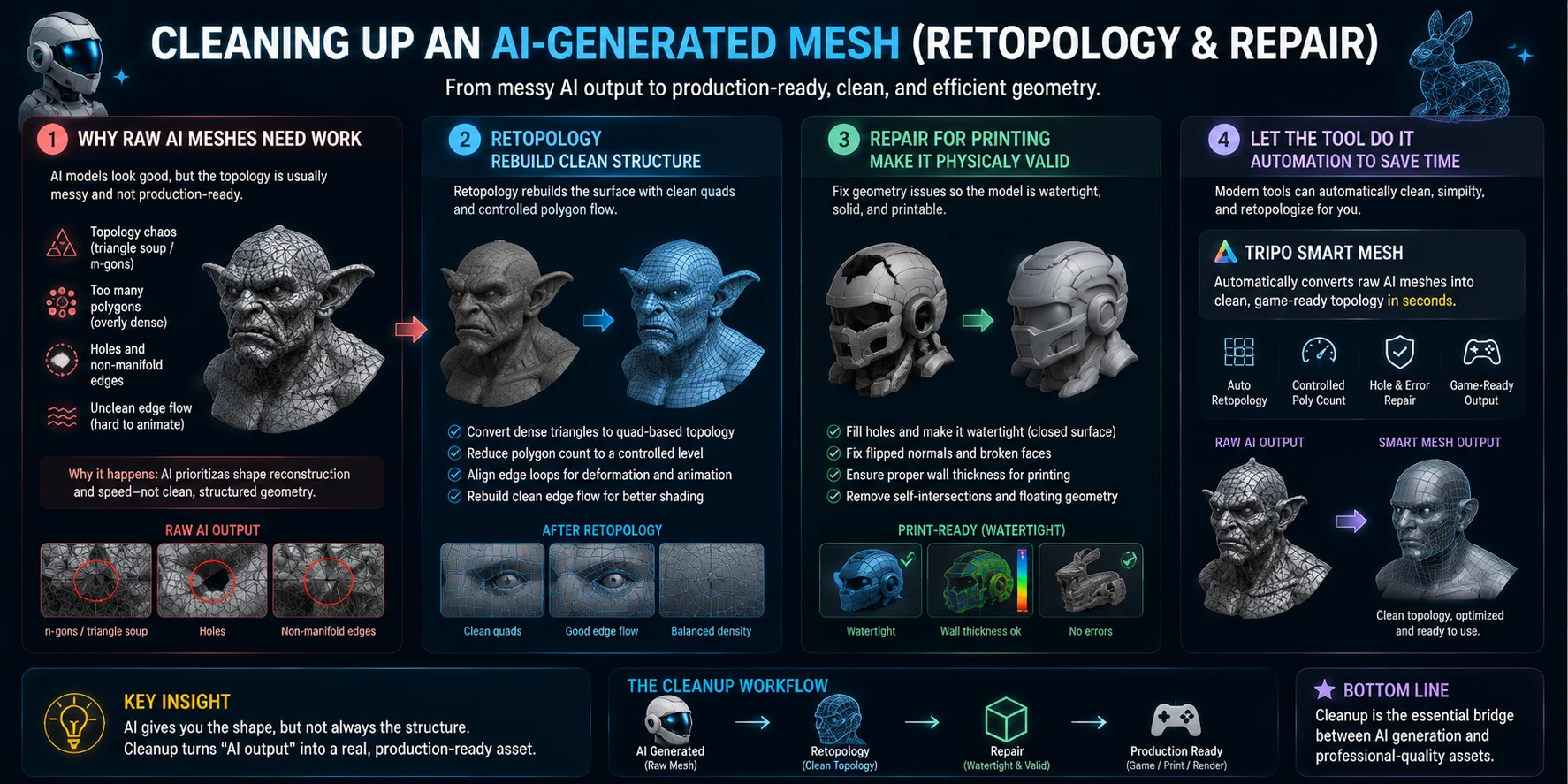 ai mesh retopology and repair workflow