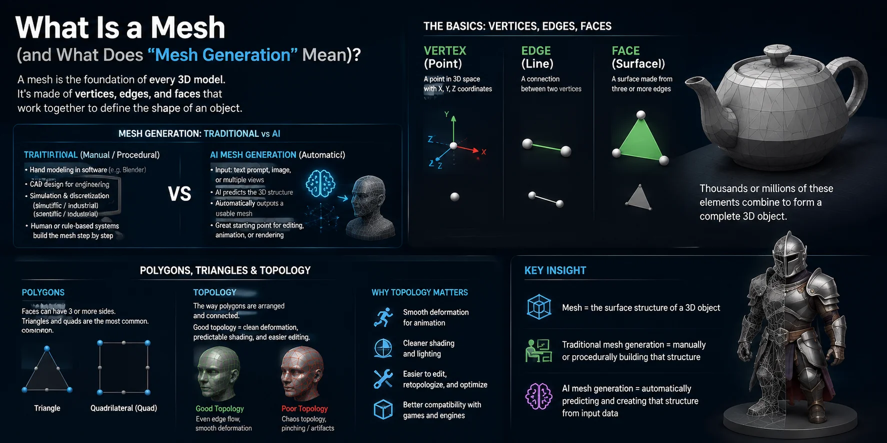 mesh vertices edges faces and topology explained