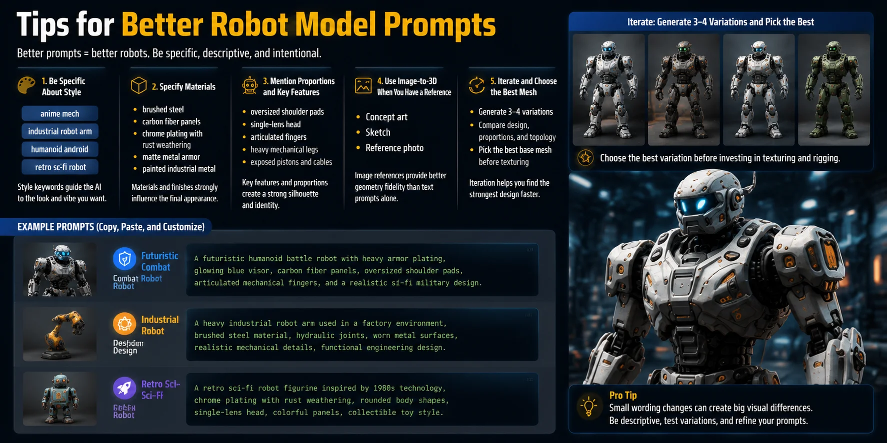 ai robot 3d model example prompts