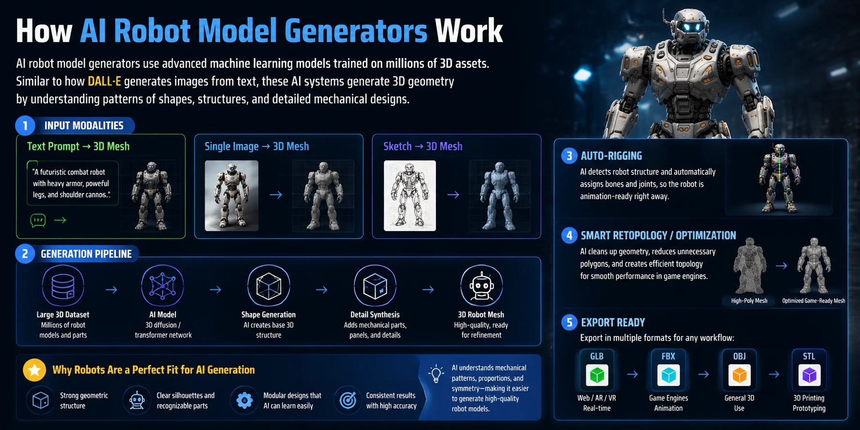 ai robot 3d model how ai robot model generators work