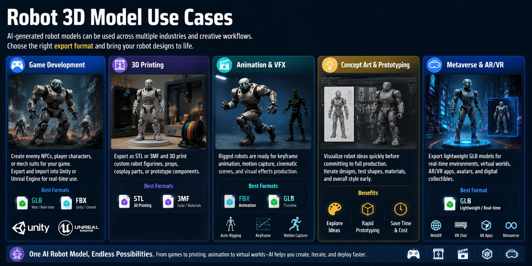 ai robot 3d model metaverse and ar vr experiences