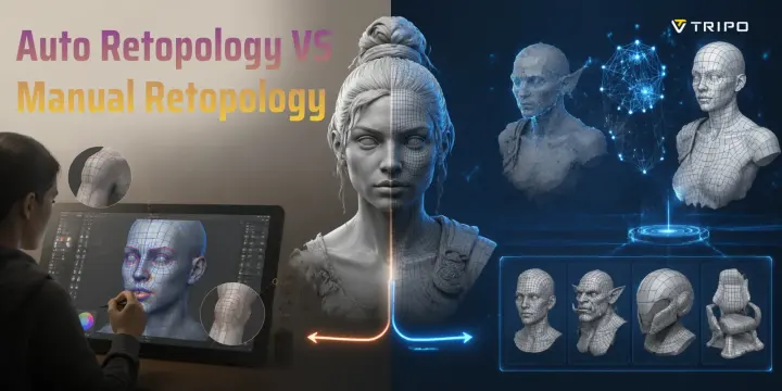 auto vs manual retopology character comparison