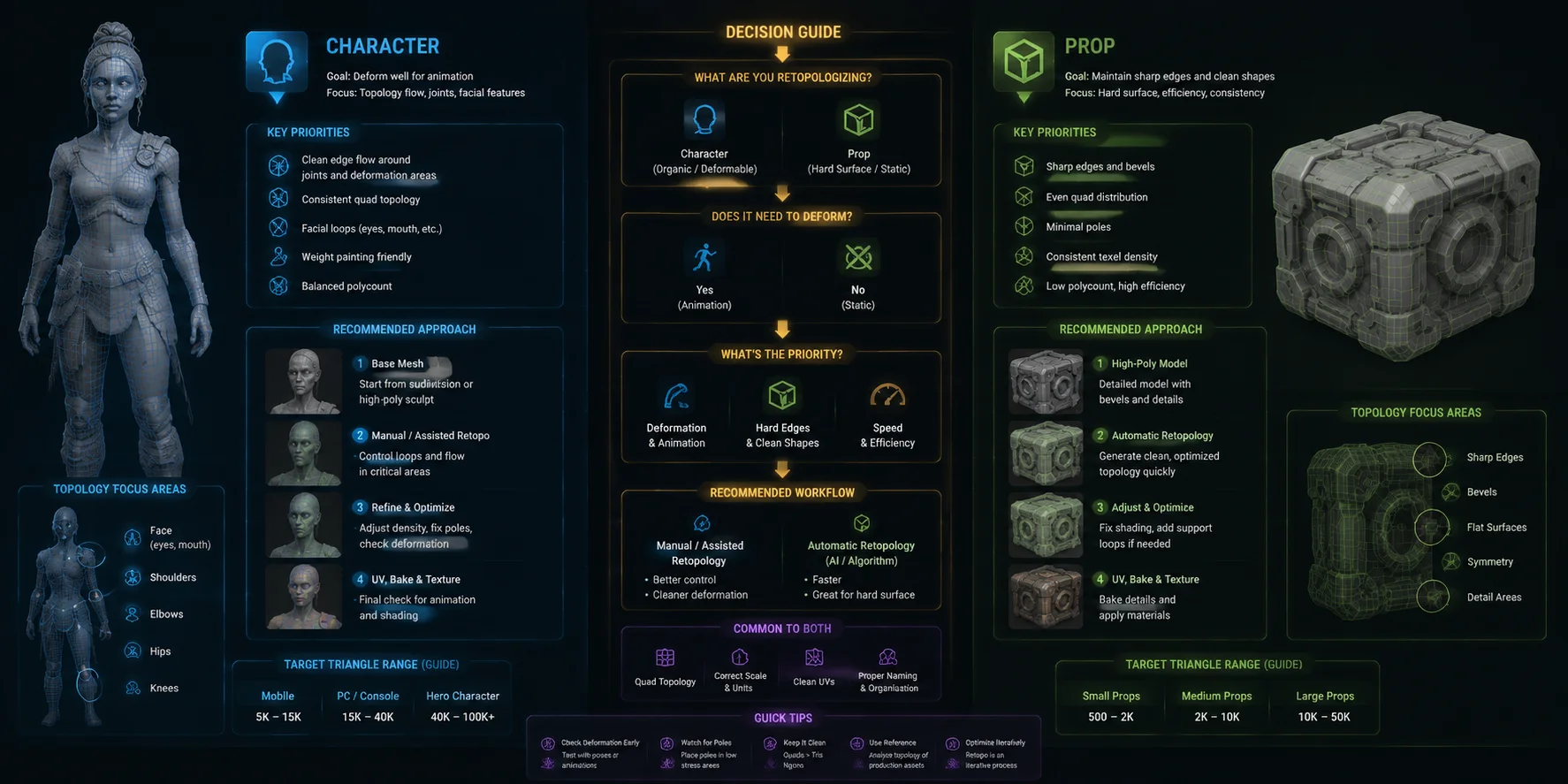 character vs prop retopology decision guide