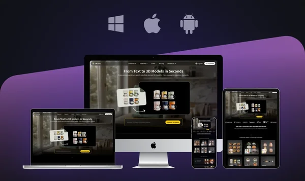 tripo available on all devices including desktop, laptop, tablet, mobile, tv ...