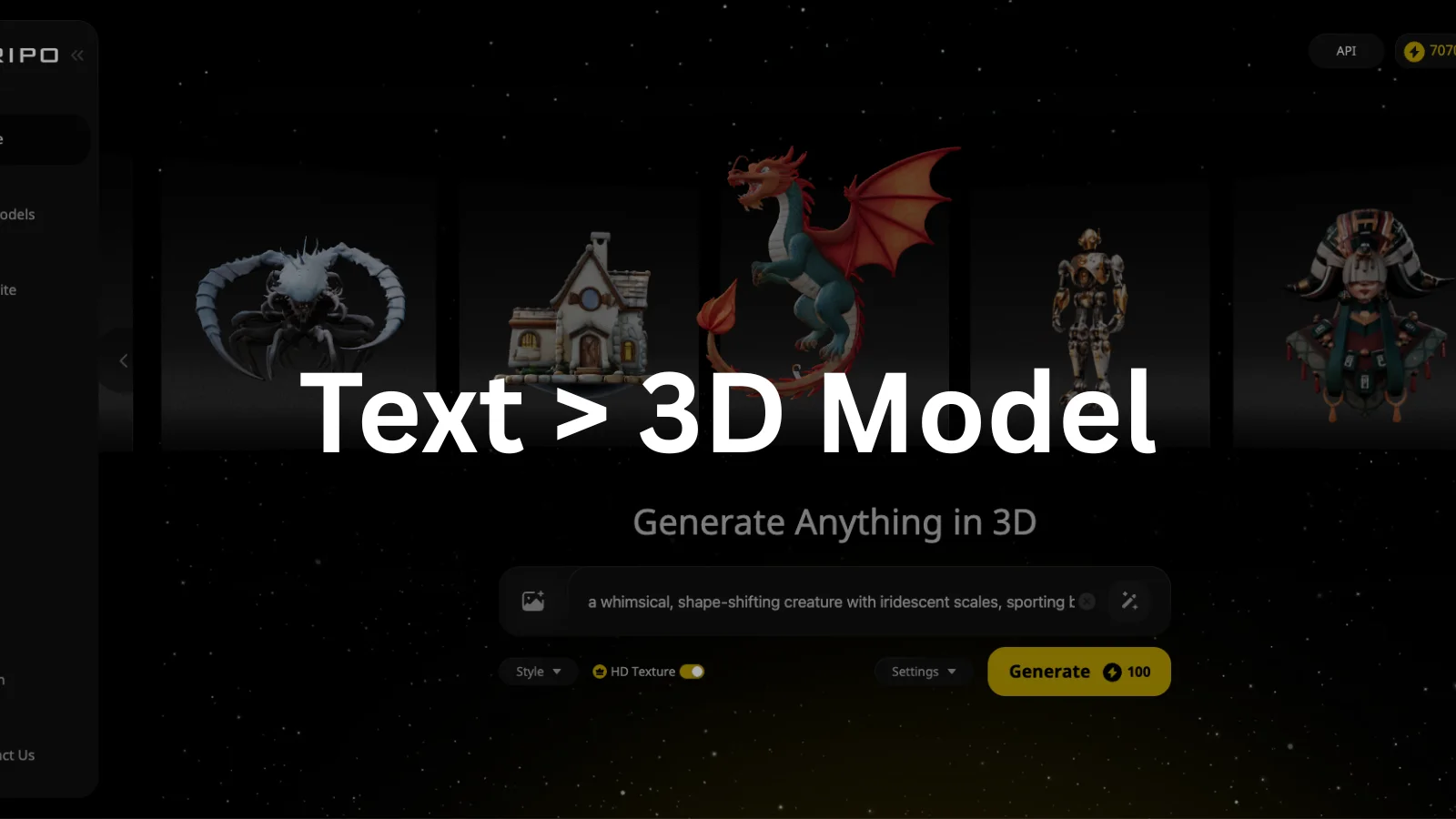 文字生成 3D 操作介面