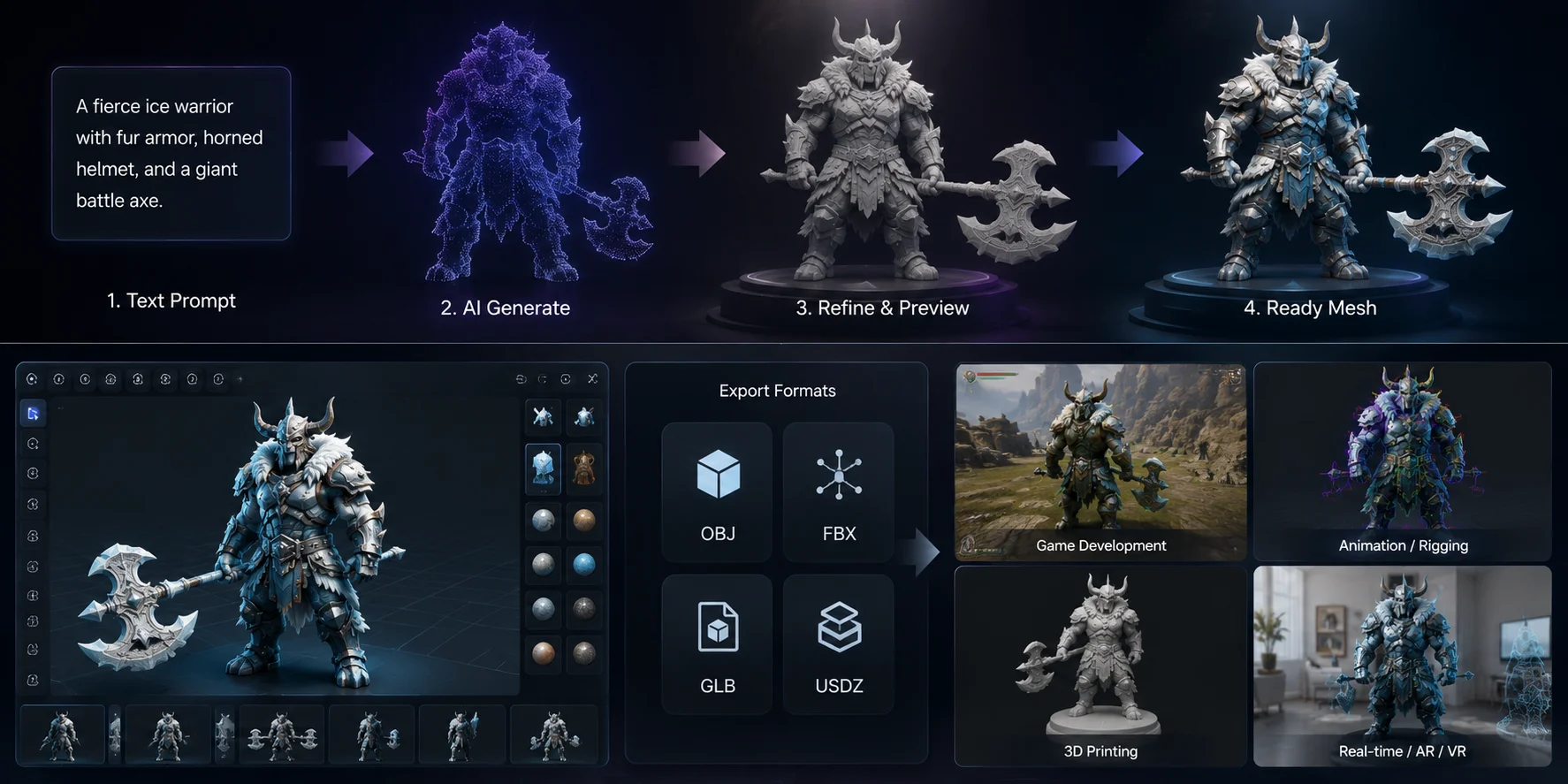 text to 3d character generation workflow from prompt to ready mesh