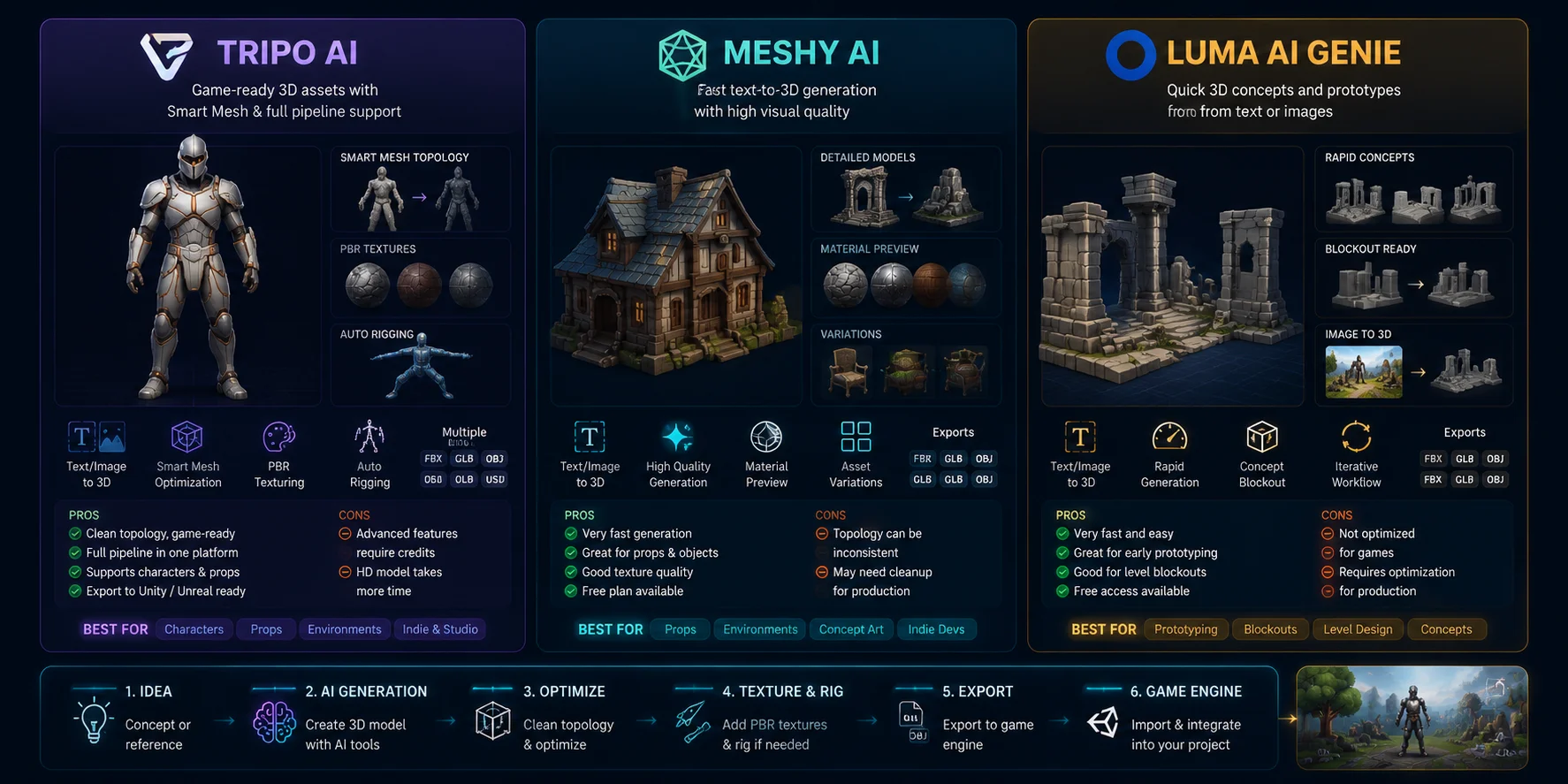 best ai tools for game assets 3d game asset tool comparison