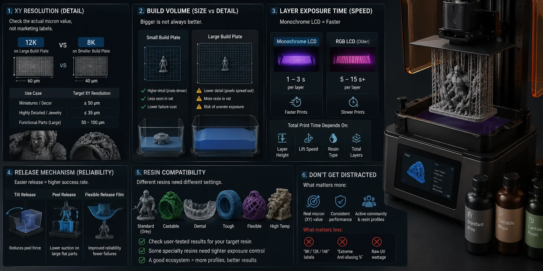 best resin 3d printer key specs that actually matter and ones you can ignore