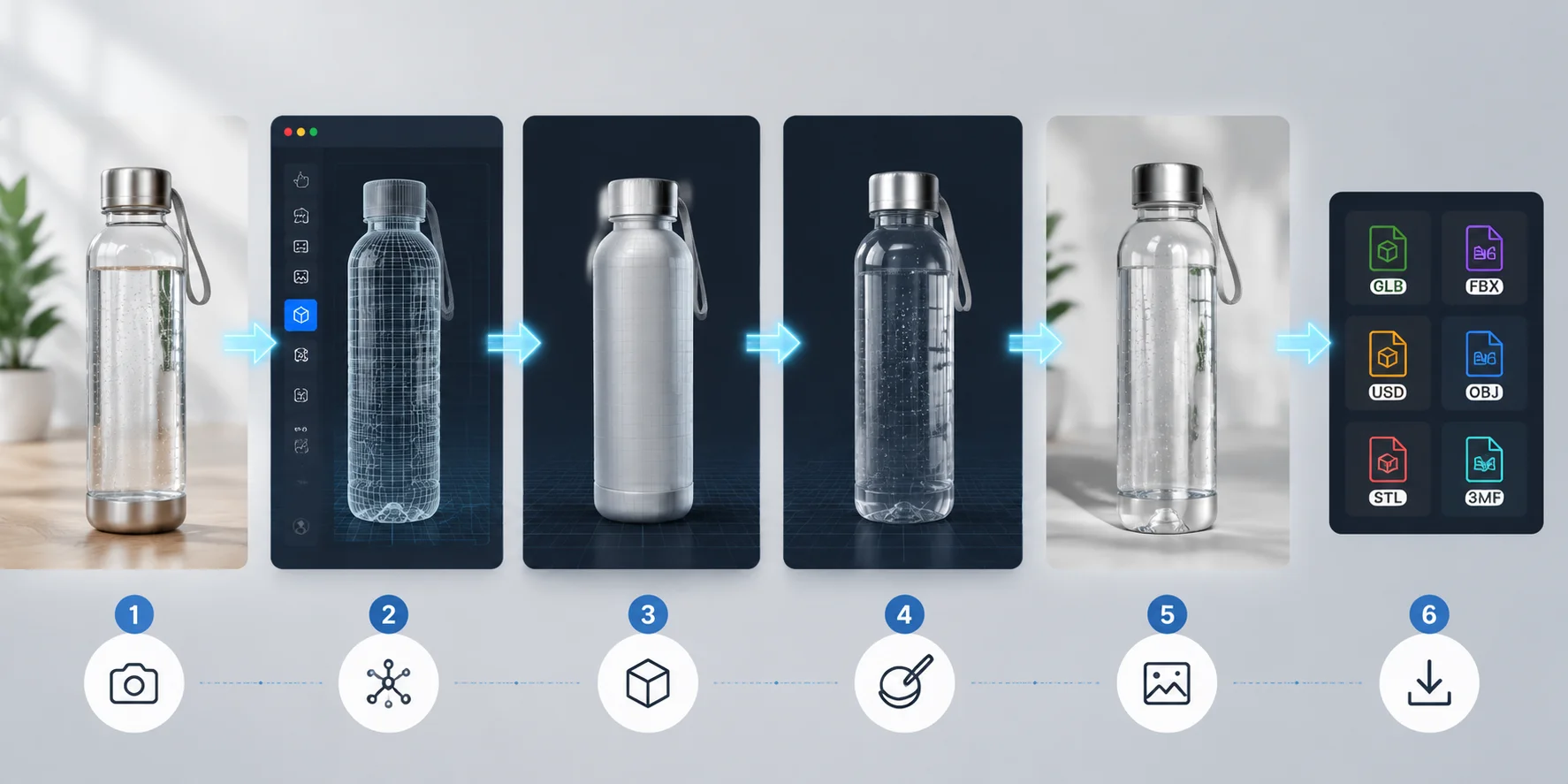 bottle model generator add materials and export 2